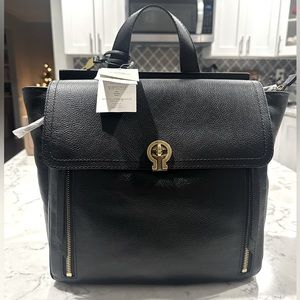 FOSSIL AMELIA SMALL CONVERTIBLE BACKPACK - BLACK PEBBLED LEATHER & GOLD HARDWARE